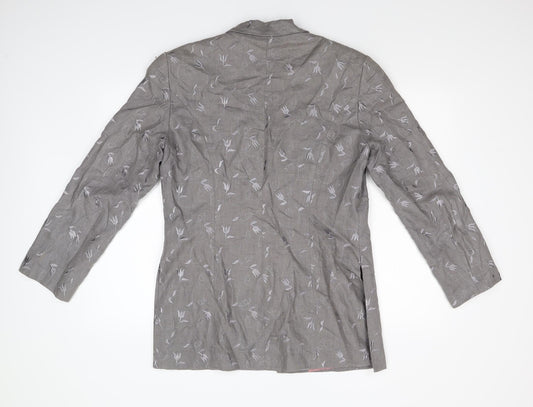 Penny Plain Womens Grey Floral Overcoat Coat Size 14