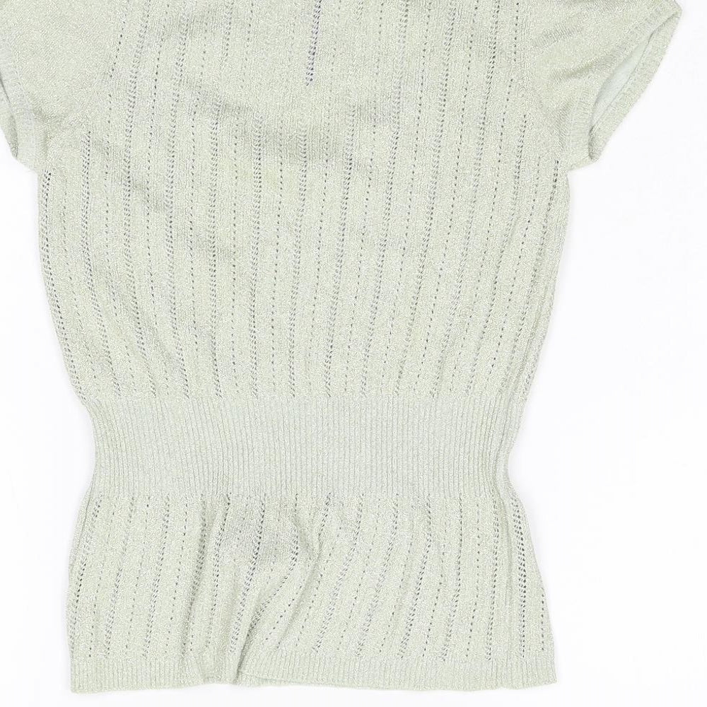 River Island Womens Green Knit Pullover Jumper Size 12 - Stretch Glitter