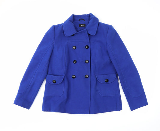 Womens UK Size 14 M&Co Blue Overcoat