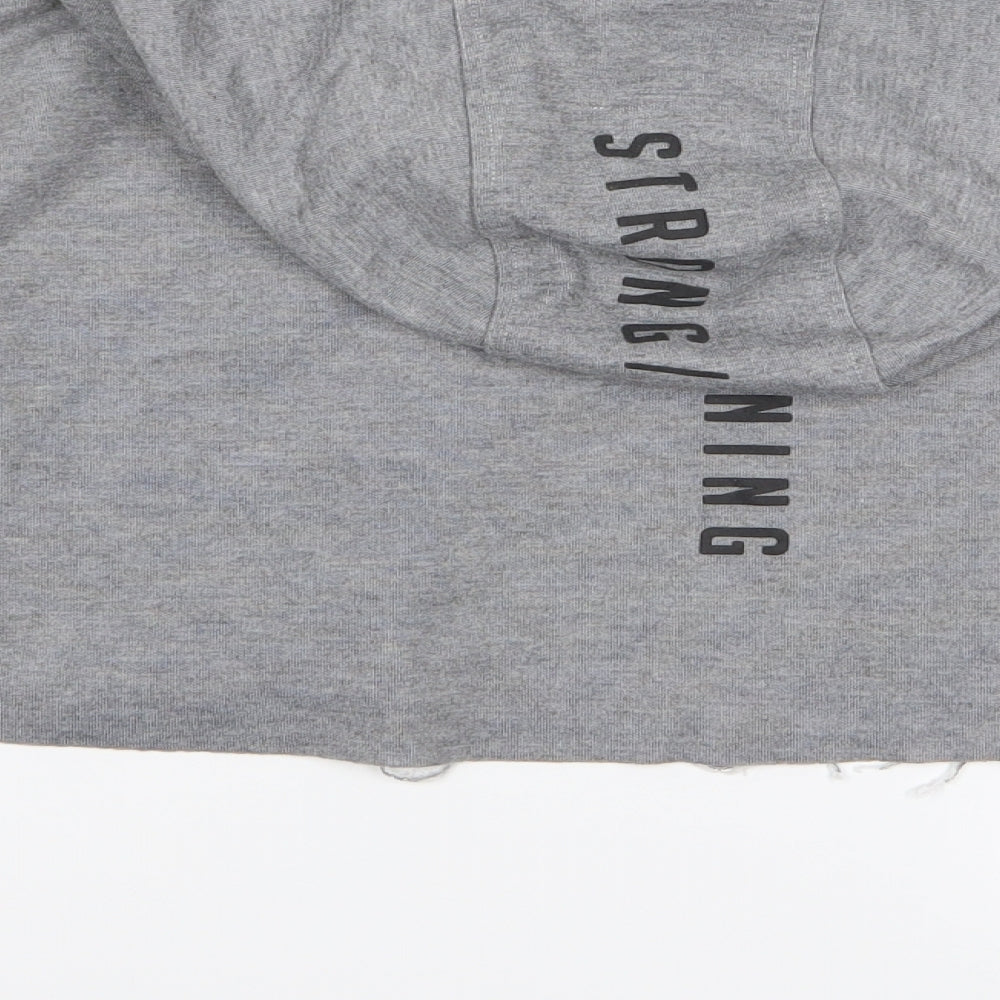 Bershka Womens Grey Pullover Hoodie Size S - cropped