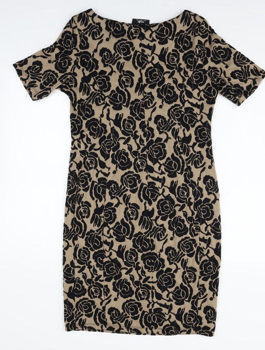 Wallis Womens Brown Floral A-Line Size 12