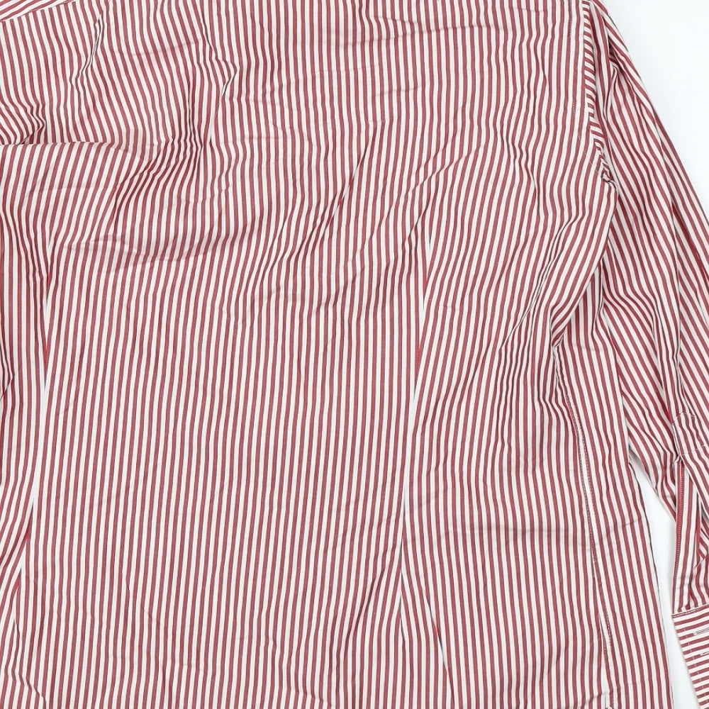 Hawes & Curtis Mens Red Striped Button-Up Size L
