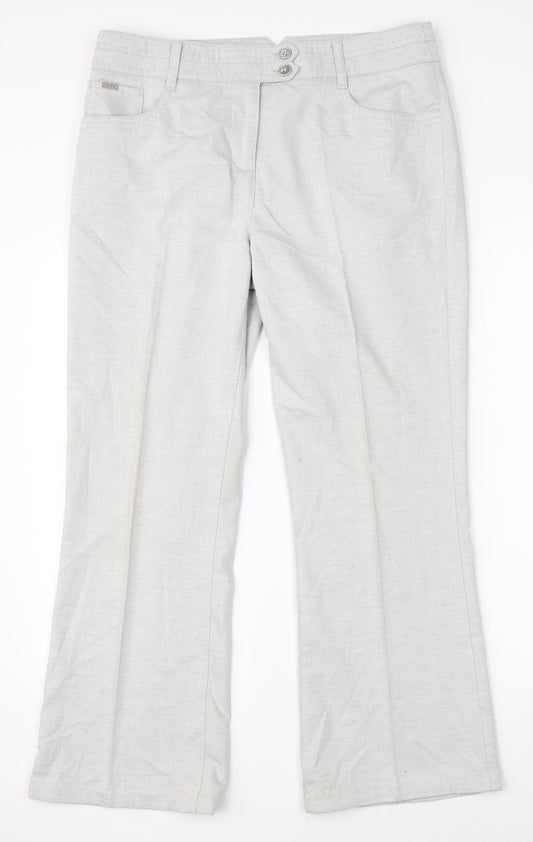 Per Una Womens Grey Trousers Size 14 L26 in