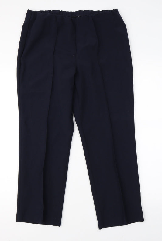 Womens UK Size 12 BM Collection Regular Fit Dress Pants Blue Trousers