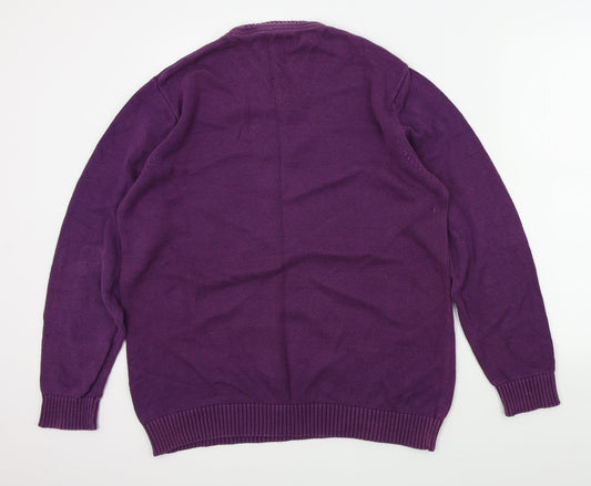 Atlantic Bay Mens Purple Pullover Jumper Size L