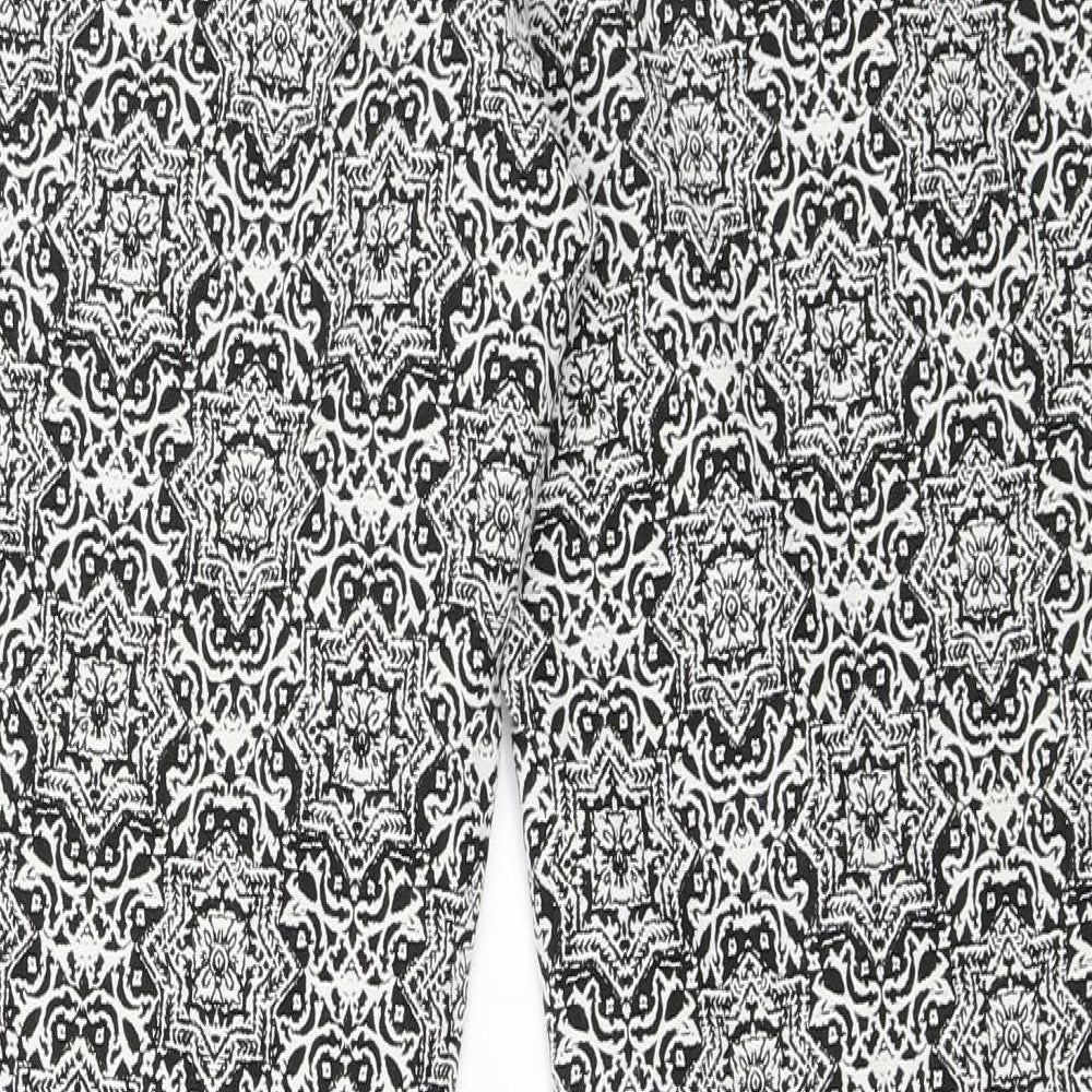 Monsoon Womens White Geometric Trousers Size 12 L25 in