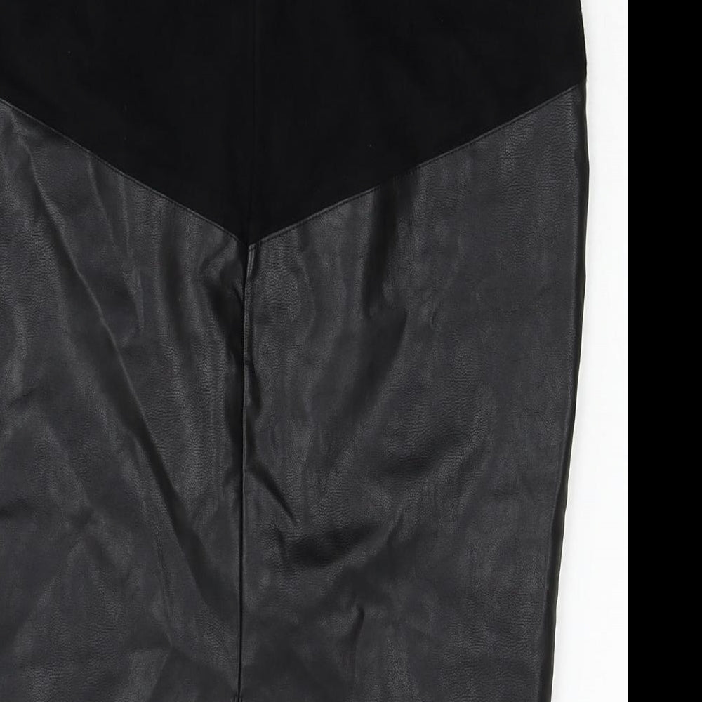 Papaya Womens Black Straight & Pencil Skirt Size 8 - leather look
