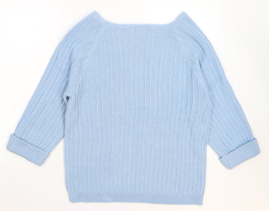 TRU Womens Blue Knit Pullover Jumper Size L