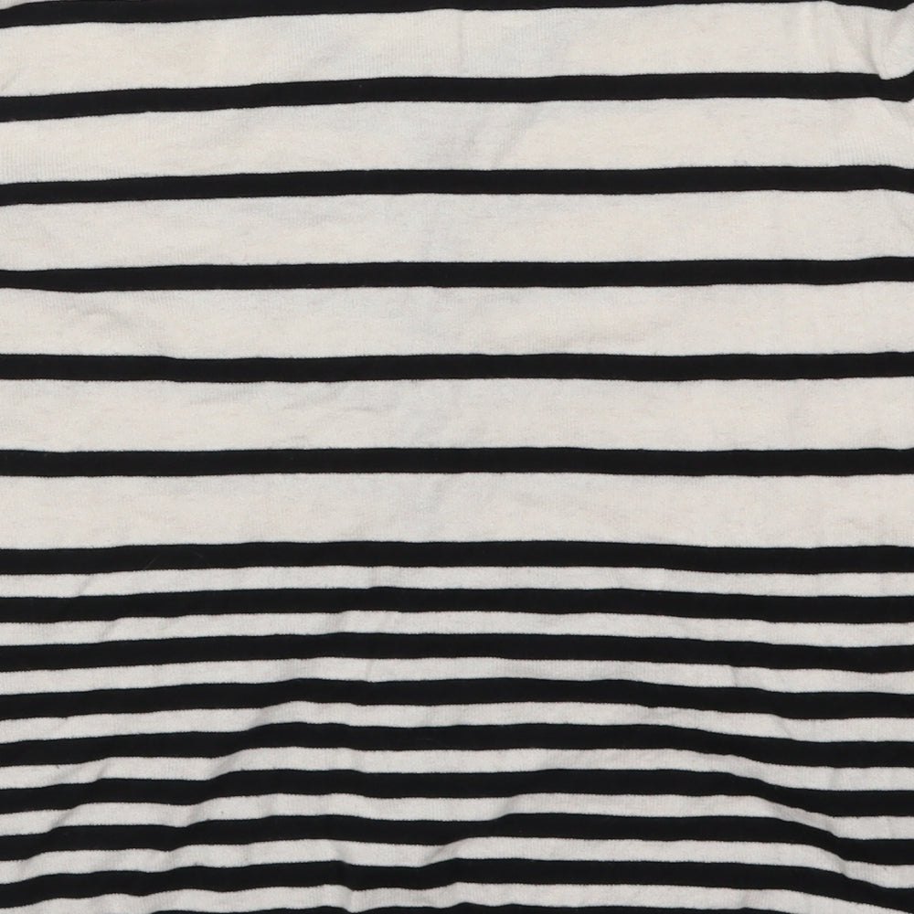 H&M Womens White Striped Cardigan Jumper Size M