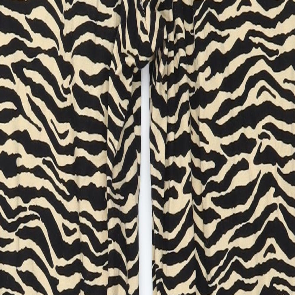 Daisy Street Womens Beige Animal Print Trousers Size 8 L26 in