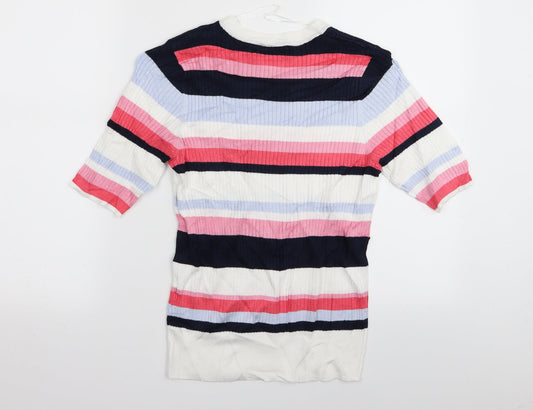 M&S Womens Multicoloured Striped Basic T-Shirt Size 12