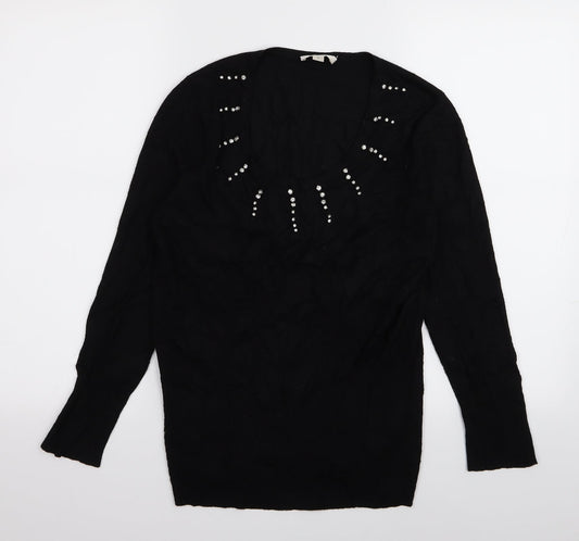 Precis Womens Black Pullover Jumper Size S