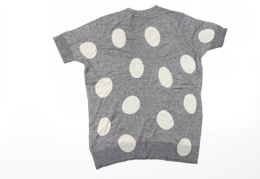 M&S Womens Grey Polka Dot Basic T-Shirt Size 10