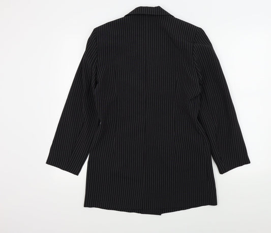 Select Womens Black Striped  Jacket Blazer Size 10