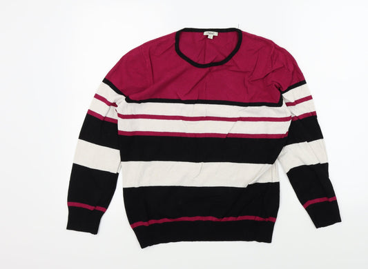 TEXT Womens Multicoloured Striped Pullover Jumper Size L