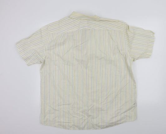 M&S Mens Beige Striped Button-Up Size XL
