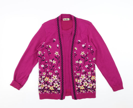ARISTA Womens Pink Floral Pullover Jumper Size 10