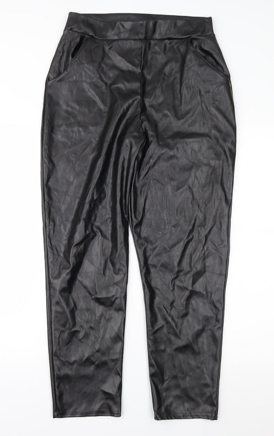 Womens UK Size 12 PRETTYLITTLETHING Regular Fit Black Trousers