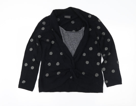 Alex & Co. Womens Black Polka Dot Pullover Jumper Size 14