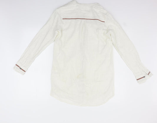 Womens UK Size 10 Cream White Basic Button-Up