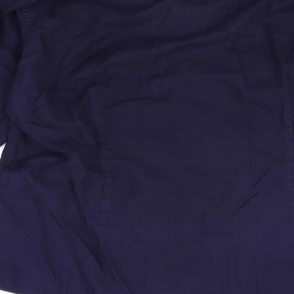 Mens UK Size 17 Primark Blue Button-Up 3/4 Sleeve Casual Shirt