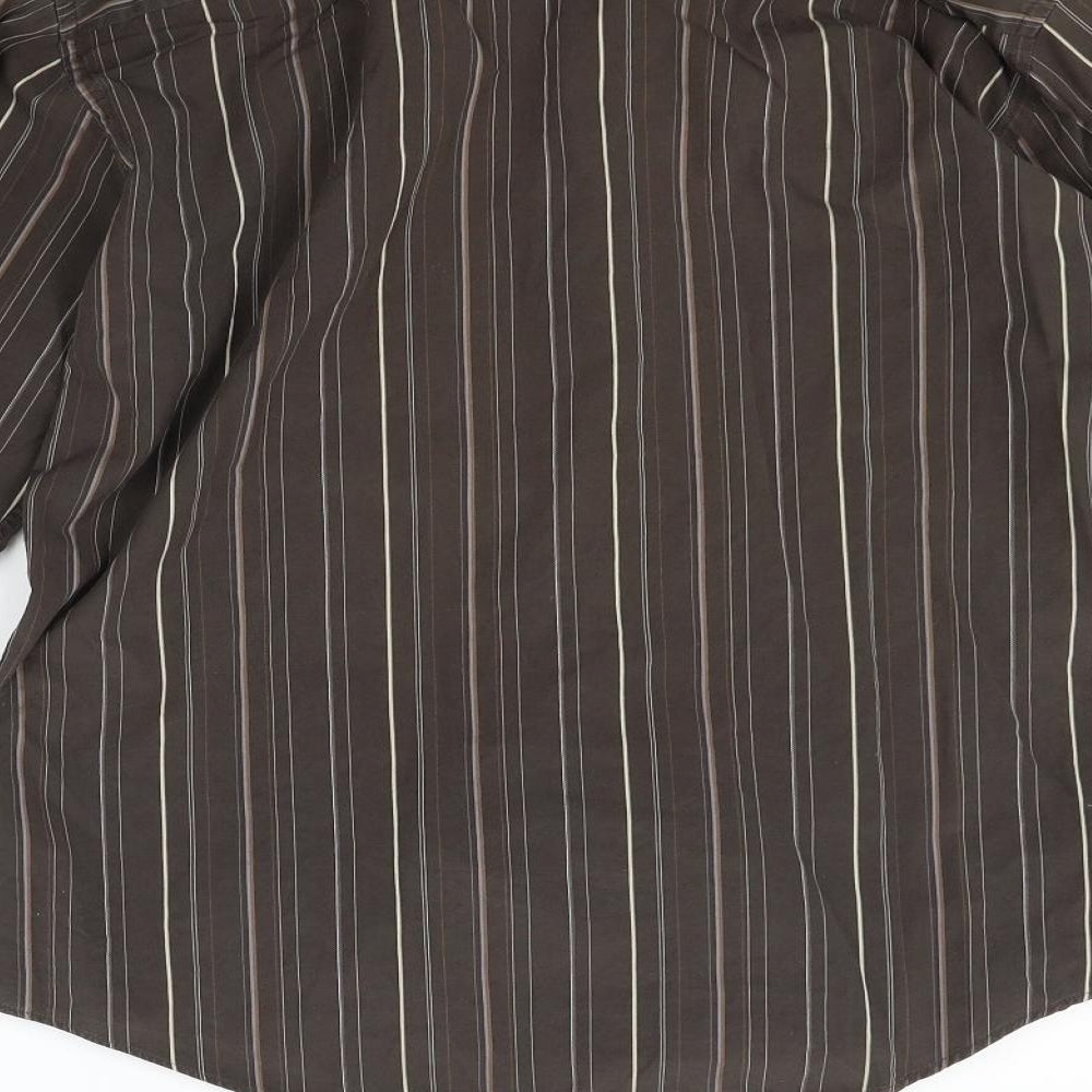Mens UK Size 16 NEXT Brown Button-Up Long Sleeve Casual Shirt