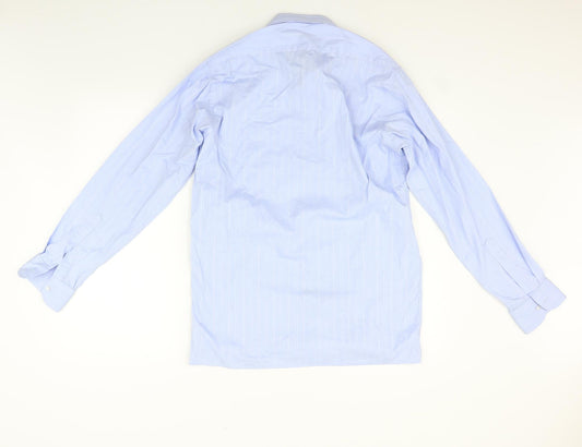 Mens UK Size 15 Louis Philippe Blue Button-Up Long Sleeve Casual Shirt
