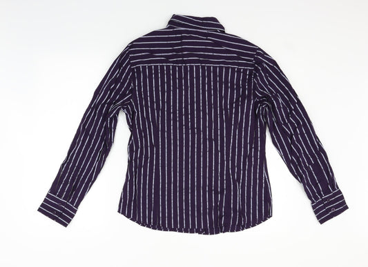 Tabi Mens Purple Striped Button-Up Size M
