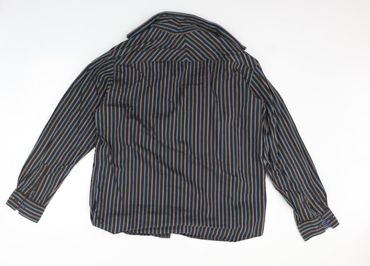 Autograph Mens Brown Striped Button-Up Size L