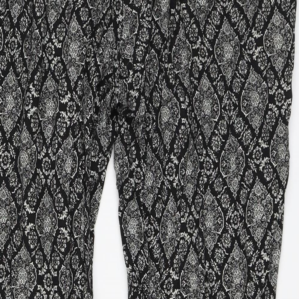 Autonomy Womens Black Geometric Harem Trousers Size 12 L27 in