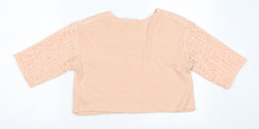 Womens UK Size 8 Topshop Pink Cropped Blouse