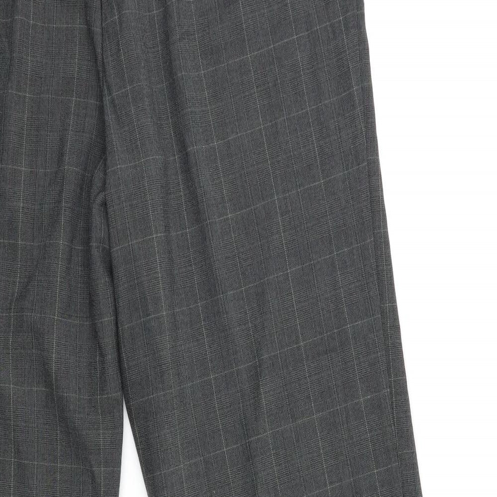 JM Collection Womens Grey Check Trousers Size 14 L30 in