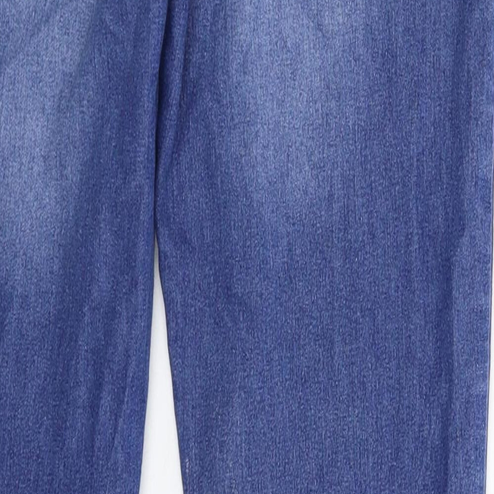 Brand and care label for Denim & Co. women’s blue denim skinny jeans, size UK 8, 31-inch leg