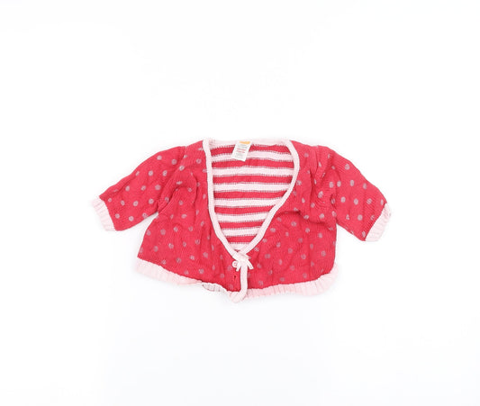 MINIMODE Baby Red Striped Cardigan Jumper Size 0-3 Months