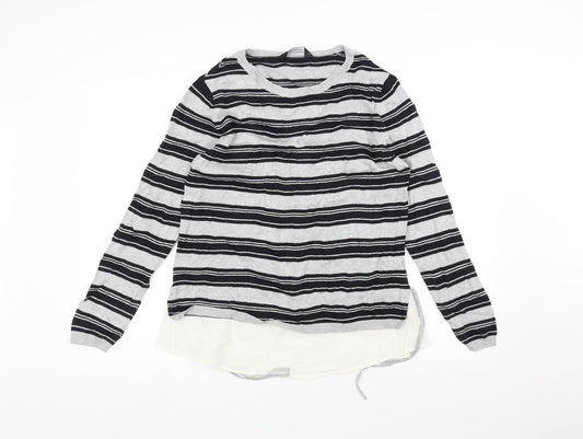 Dorothy Perkins Womens Grey Striped Pullover Jumper Size 14