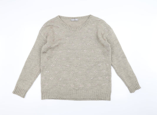 TU Womens White Knit Pullover Jumper Size 16