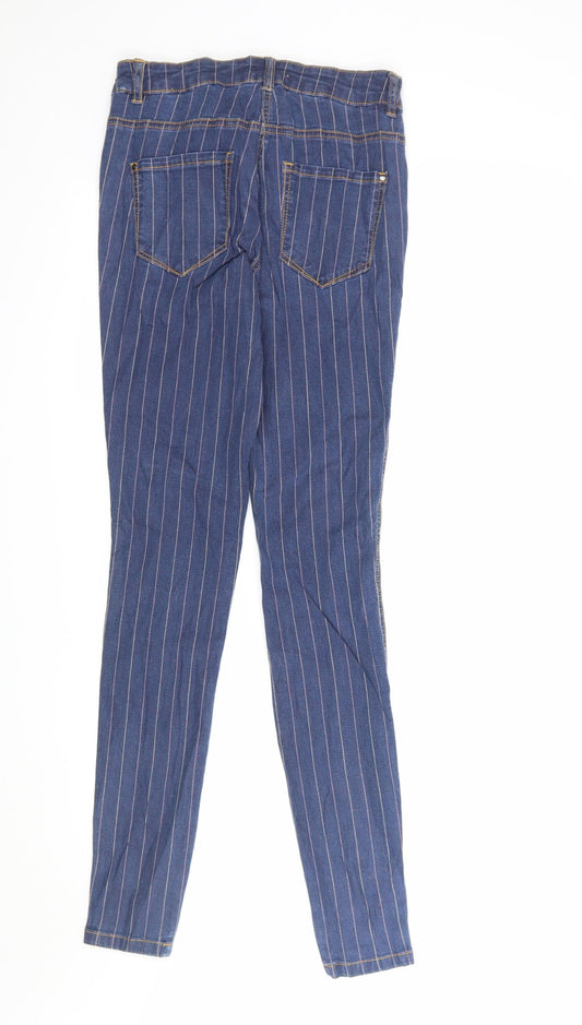 TU Womens Black Striped Skinny Jeans Size 8 L33 in