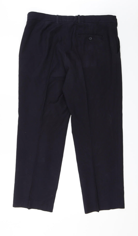 M&S Mens Blue Dress Pants Trousers Size 36 in L26 in