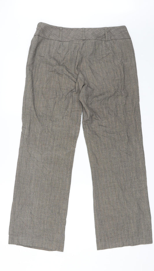 Autonomy Womens Brown Striped Dress Pants Trousers Size 14 L28 in