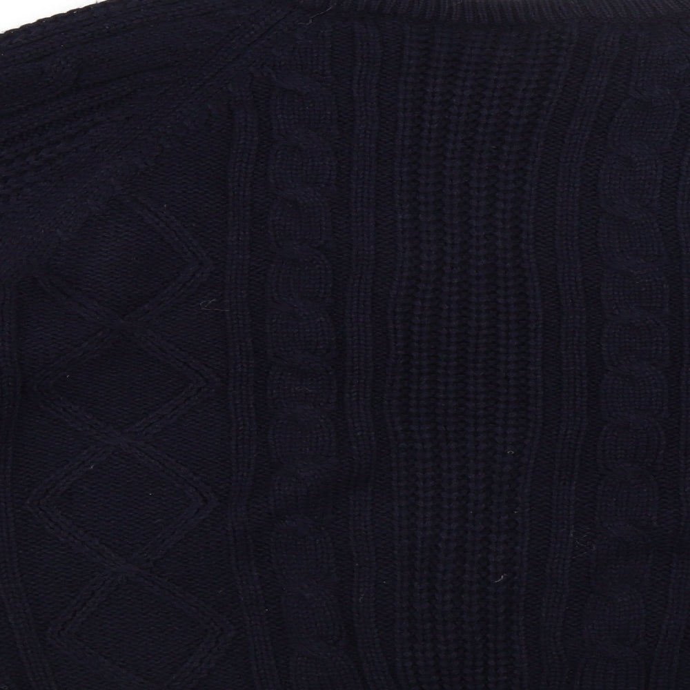 Brand and care label for Akal Collection women’s blue jumper, size L