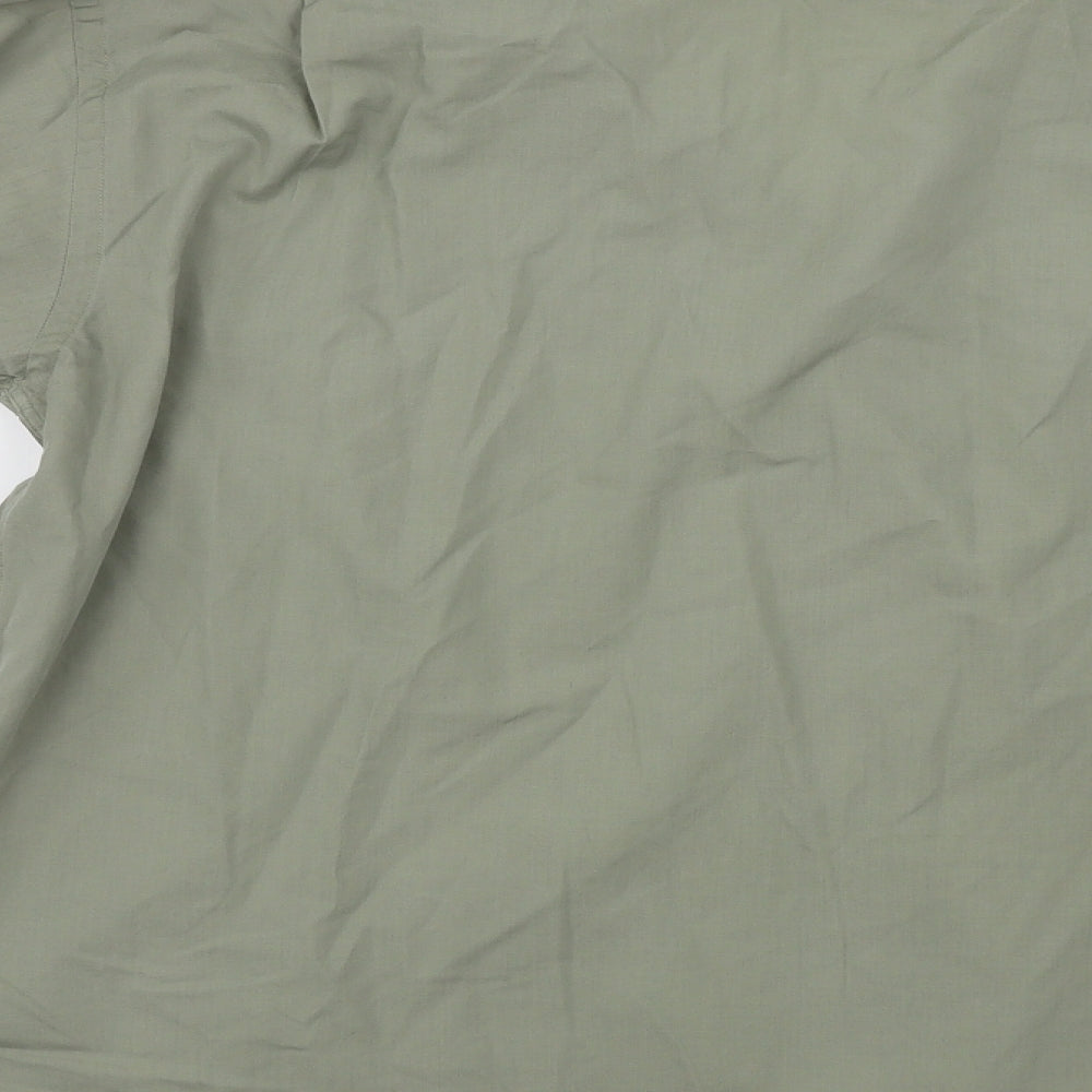 Mens UK Size 16.5 Cedar Wood State Green Button-Up Long Sleeve Casual Shirt