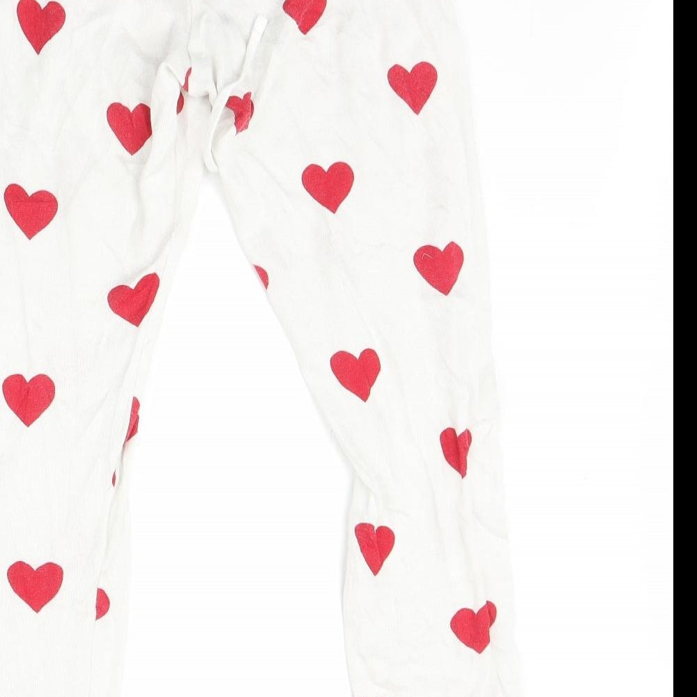 Mynelly Womens White Polka Dot Sweatpants Trousers Size S L27 in - Hearts
