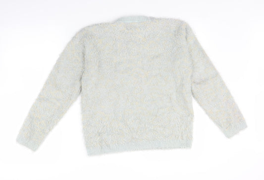 Back view of Papaya women’s blue jumper, size M