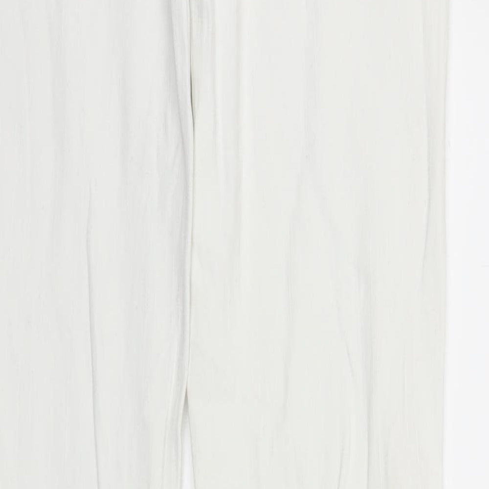 Womens UK Size 10 Preworn Regular Fit Straight White Jeans