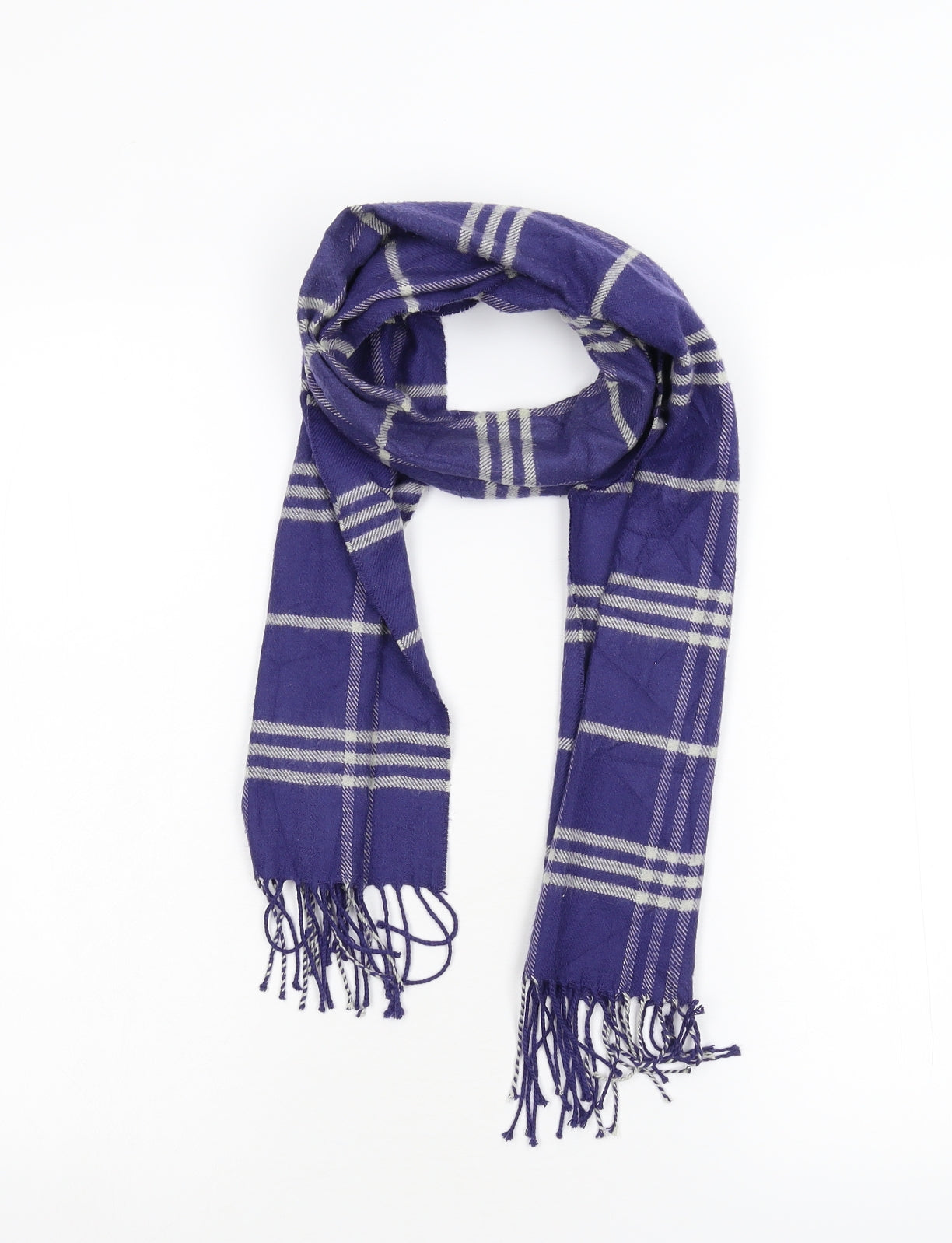 Preworn Unisex Blue Plaid Scarf One Size
