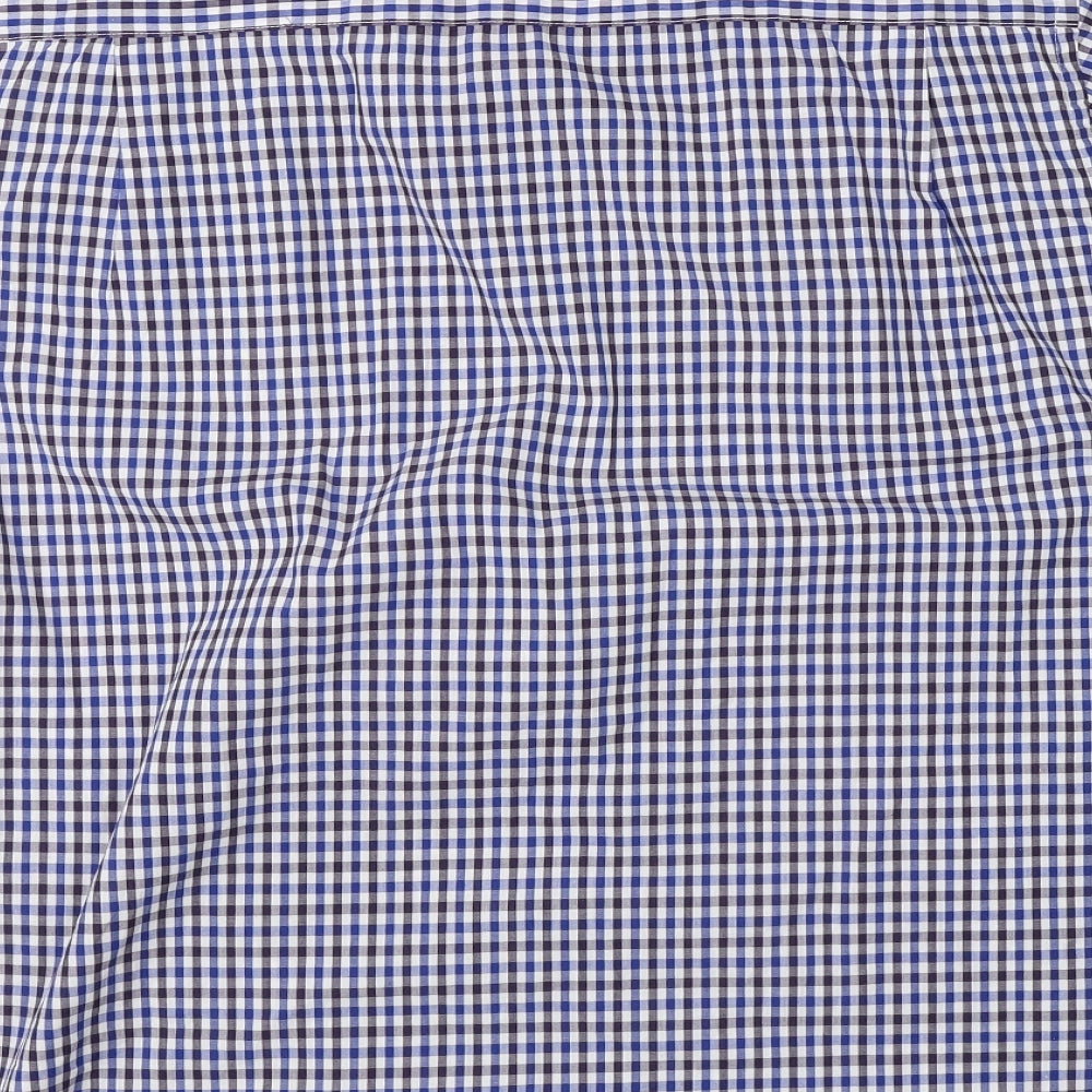 Mens UK Size XL Carson Blue Button-Up Short Sleeve Casual Shirt