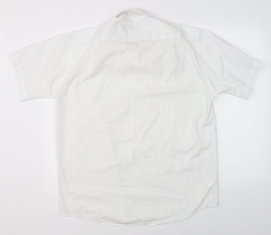Mens UK Size 40 Marks & Spencer White Button-Up Short Sleeve Casual Shirt