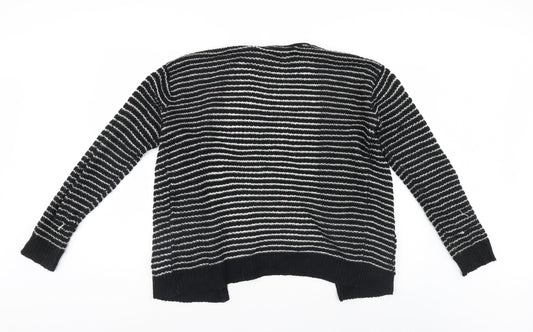 FOREVER 21 Womens Black Striped Cardigan Jumper Size M