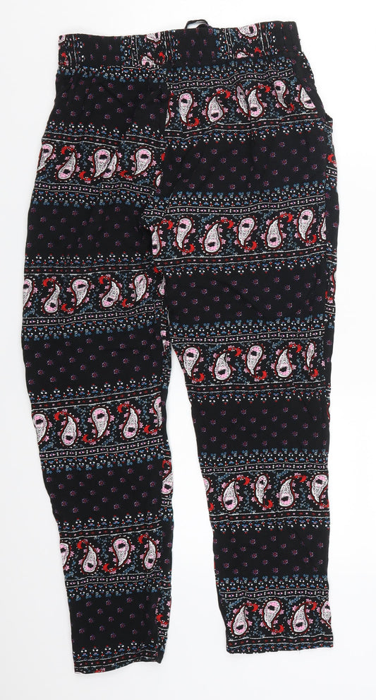 Womens UK Size M Preworn Regular Fit Black Trousers