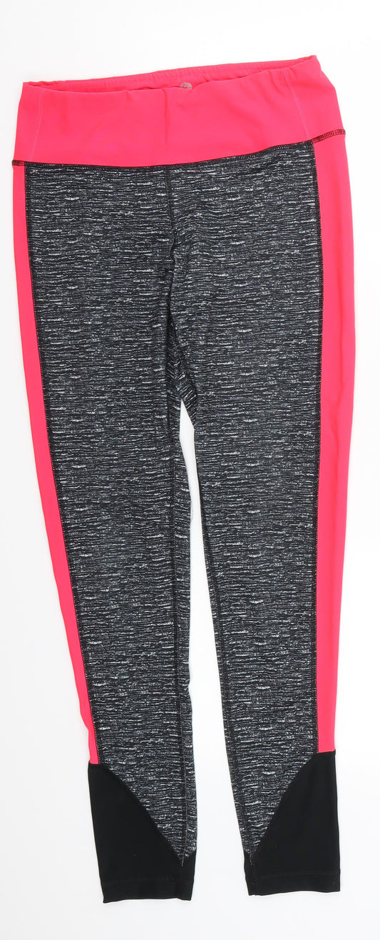 Additional front view of 90 Degree women’s pink track pants leggings, size S, 28-inch leg - grey